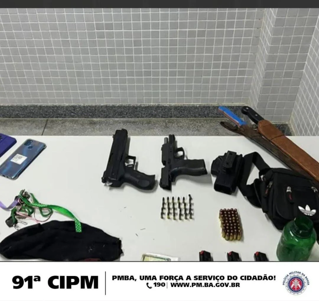 Policias Militares da 91ª CIPM prende homens acusados de matar animais e apreende arma de fogo em São José do Jacuípe