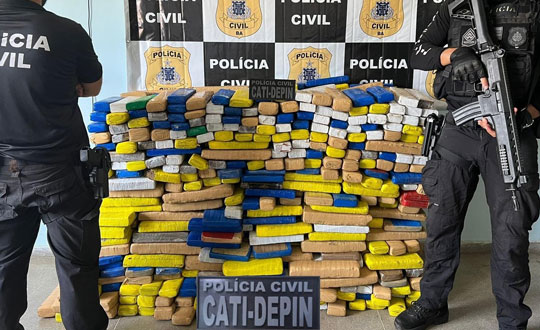 Polícia encontra cerca de 600 kg de maconha escondidos em teto falso de baú de caminhão na Bahia