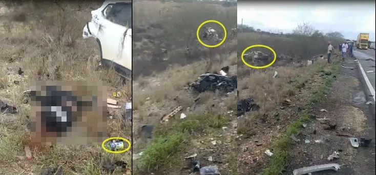 Colisão envolvendo dois carros de passeio e uma carreta deixa 2 mortos e feridos na BR 116/Norte