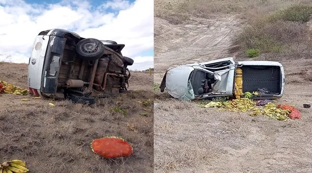 Motorista perde controle de carro e capota em represa seca às margens da BA 120