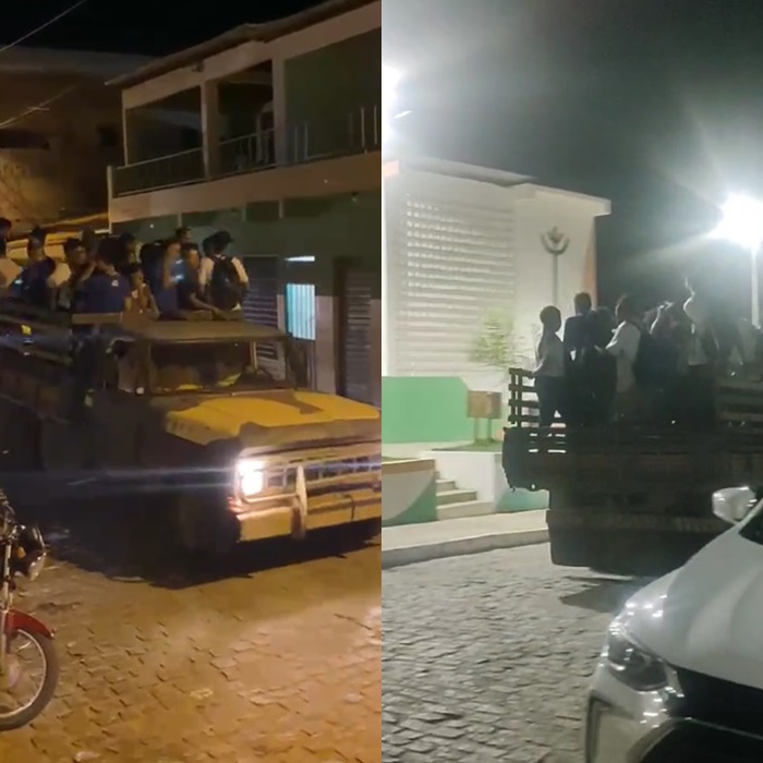 Estudantes são transportados em carroceria de caminhonete em Santaluz; Prefeitura se pronuncia